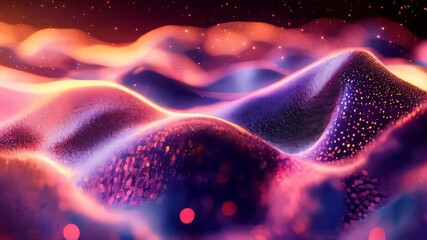 Wall Mural - an abstract depiction of a glowing digital energy field in orange and blue, featuring bright particl