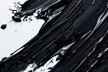 Wall Mural - close-up view of textured black paint on a white surface