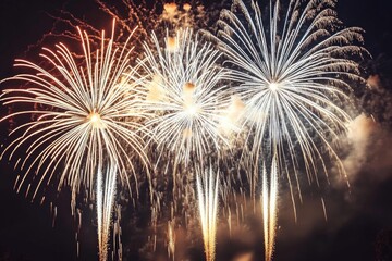 Wall Mural - a burst of colorful fireworks exploding in the night sky