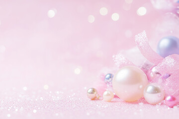 Wall Mural - pastel pink glitter pearl decoration background with copy space