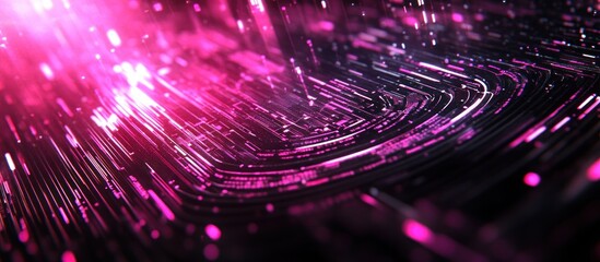Poster - Abstract Pink and Black Circuit Board with Glowing Lines