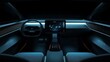 © musa - Modern car interior with digital dashboard and blue ambient lighting.