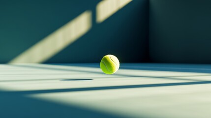 Wall Mural - Tennis ball in mid-air over a tennis court.