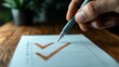 © Natalia - hand show checkmark task audit in a list of documents tick process order checklist concept documents survey item detail business verify task tick mark evaluation in options check form onlin