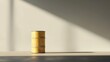 © musa - A single yellow oil barrel sits on a concrete floor with a diagonal shadow from a window on a white wall.