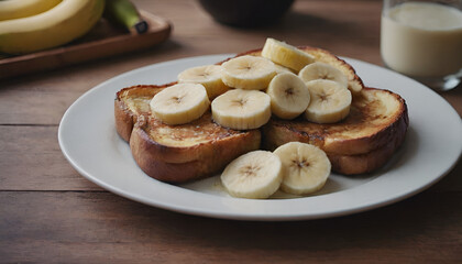 Wall Mural - plate of french toast with bananas on top