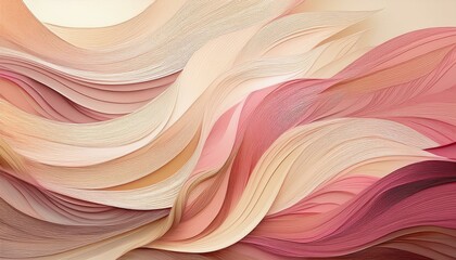 Wall Mural - Abstract art featuring delicately layered paper in soft pink and beige tones