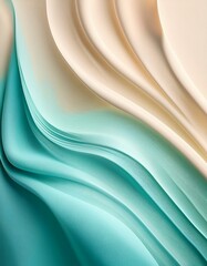 Wall Mural - Abstract image of flowing fabric in shades of teal and beige. The soft, smooth texture and gentle curves create a serene and elegant mood.