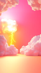 Wall Mural - lightning 3d rendering minimalist room in vertical background
