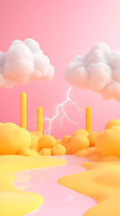 Wall Mural - lightning 3d rendering minimalist room in vertical background