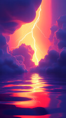 Wall Mural - lightning 3d rendering minimalist room in vertical background