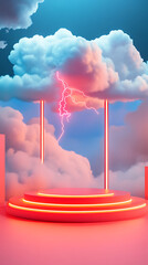 Wall Mural - lightning 3d rendering minimalist room in vertical background