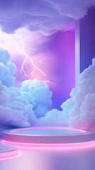 Wall Mural - lightning 3d rendering minimalist room in vertical background