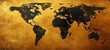 © AIGC JOE - A striking world map illustrated in black against a shimmering gold background, creating an elegant and eye-catching design that symbolizes global connection and adventure.
