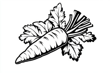 Aufkleber - Simple line drawing of a carrot with a clean design, capturing the essence of a vegetable in minimal form
