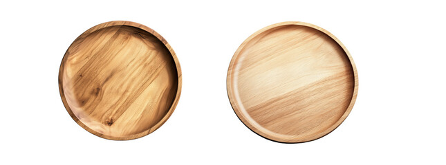 Wooden Plates Displayed Side by Side isolated on transparent background	