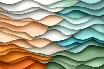 Aufkleber - Abstract minimalist waves in soft pastel colors, simple curves and gentle hues for a calming wallpaper