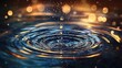 © 沈军 贡 - A water droplet is falling into the center of an ocean, creating ripples that spread out in all directions