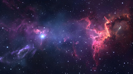 Wall Mural - Cosmic Nebula with Vibrant Hues and Shimmering Stars in a Dark Universe