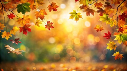 a colorful background with a tree and the sun shining through the leaves. created through ai