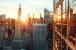 © Analogue - Golden Hour Manhattan: A breathtaking sunset view from a skyscraper.