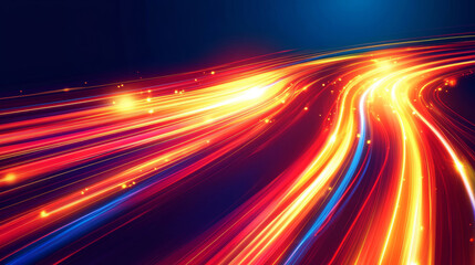 Wall Mural - 3d dynamic abstract neon light streak trail technology virtual reality background. cyberpunk futuris