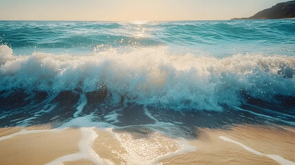 Wall Mural - Ocean Waves Crashing on the Beach