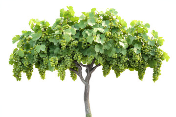 lush grape vine isolated on white background