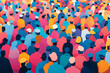 © Noufaldi - A vibrant crowd illustration showcasing diverse figures in various colors and styles.
