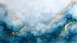 © Budi - Abstract watercolor artwork featuring blue tones and metallic gold accents.