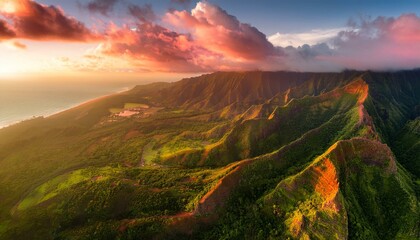 Wall Mural - a sunset on a  mountain 