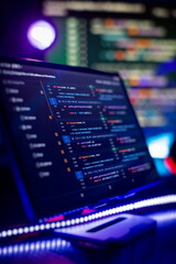 Wall Mural - it business.monitor closeup of function source code. project managers work new idea.