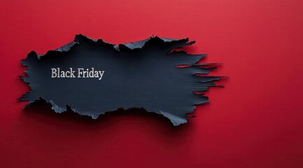 Wall Mural - Torn black paper revealing Black Friday message on red background