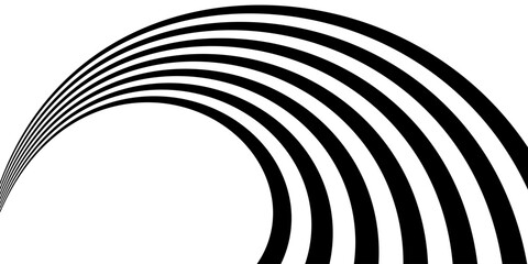 Wall Mural - abstract curved perspective black white stripes lines