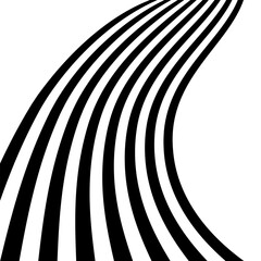 Wall Mural - abstract curved perspective black white stripes lines