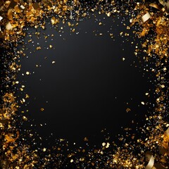 Wall Mural - Gold Confetti on Black Background