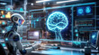 © fanjianhua - Technology driven indoor holographic projection robot and brain