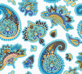 Wall Mural - Paisley. Seamless Textile floral pattern with oriental paisley ornament.	