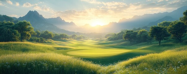 Wall Mural - Golf Course with Mountain View