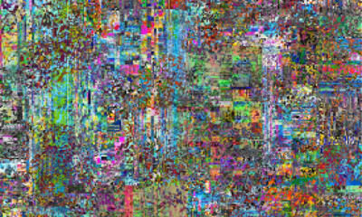 Aufkleber - Glitch camera effect. Retro VHS background. Old video template. No signal. Static TV noise, bad TV signal. Vector illustration.