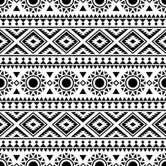 Wall Mural - Geometeric seamless ethnic pattern background design vector in black white color. Traditional aztec pattern design. Seamless pattern 0120A3