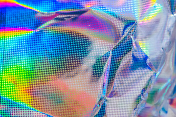 Wall Mural - holographic rainbow wrinkled foil iridescent texture abstract hologram background