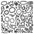 © tedi - leaves, hearts, abstract, ribbons, arrows and other elements in hand drawn styles for concept designs. Doodle illustration. Vector template for decoration
