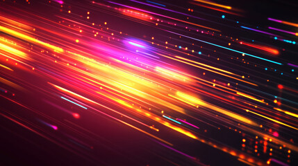 Wall Mural - 3d dynamic abstract neon light streak trail technology virtual reality background. cyberpunk futuris