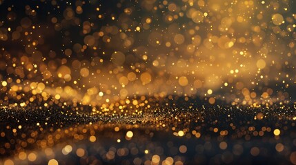 Wall Mural - golden glitter particles and dots abstract background.