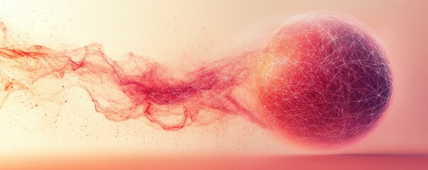 Wall Mural - abstract red sphere with network lines