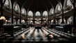 © rehman - Full 360 degrees seamless spherical panorama HDRI equirectangular projection of black and white glossy room interior. Texture environment map for lighting and reflection