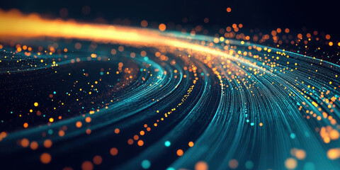 Wall Mural - abstract colorful light trails moving quickly on a dark background