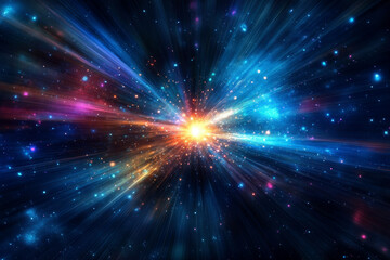 Wall Mural - vibrant colorful cosmic explosion on a dark blue background