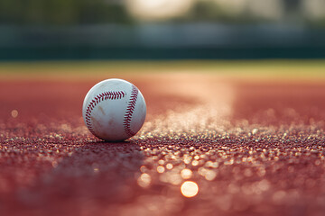 Poster - new baseball ball on red track rubber